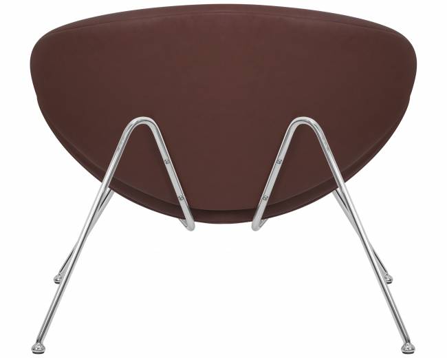 Кресло дизайнерское DOBRIN EMILY, коричневый винил YP5, хромированная сталь