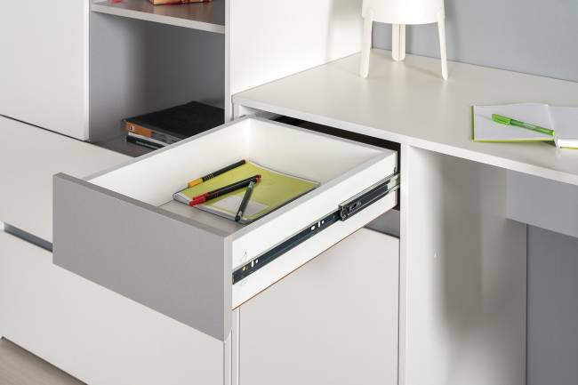 Для двоих детей молодёжная стенка Торонто цвет белый шагрень/стальной серый