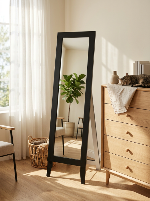 Зеркало напольное BeautyStyle 1 черный 130 см х 35 см