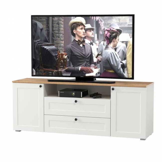 Тумба под ТВ Остин 16.47 цвет белый шагрень/дуб крафт золотой Тумба под ТВ Остин 16.47 цвет белый шагрень/дуб крафт золотой