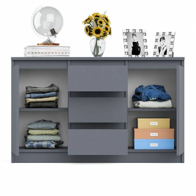 Комод-тумба три ящика и две дверки Мори МК1200.3 цвет графит Комод-тумба три ящика и две дверки Мори МК1200.3 цвет графит