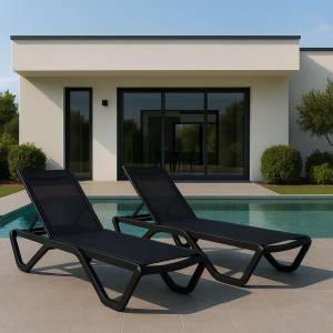 Комплект шезлонгов ENZO в черном цвете