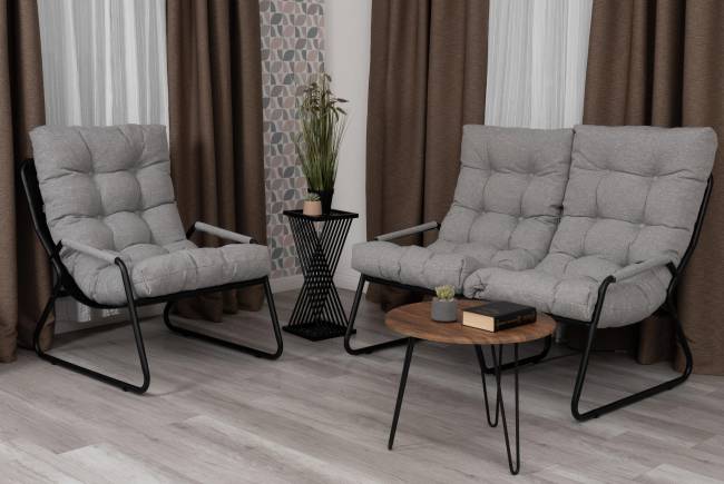 Диван Эрго/Ergo рогожка, серо-бежевый, 3м16/2 светло-серый рогожка