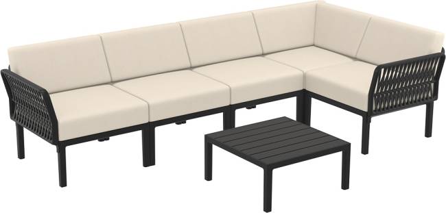 Комплект пластиковой мебели Portofino Lounge Corner черный, бежевый Комплект пластиковой мебели Portofino Lounge Corner черный, бежевый