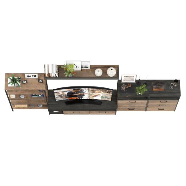 Индустриальная стенка для гостиной Трувор № 97 цвет дуб гранж песочный/интра