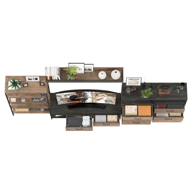 Индустриальная стенка для гостиной Трувор № 97 цвет дуб гранж песочный/интра