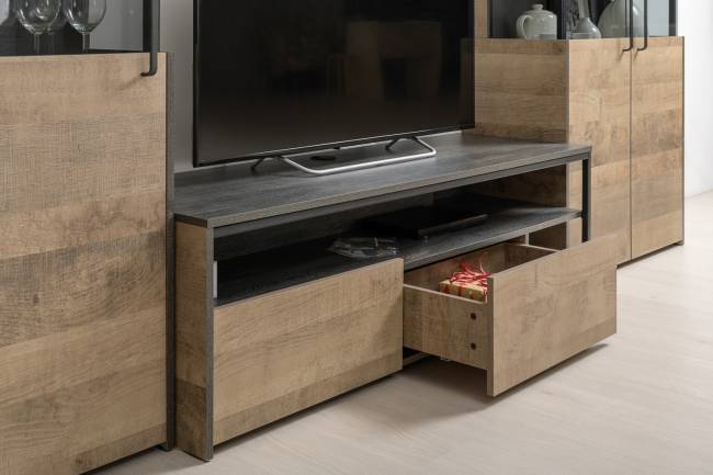 Индустриальная стенка для гостиной Трувор № 97 цвет дуб гранж песочный/интра