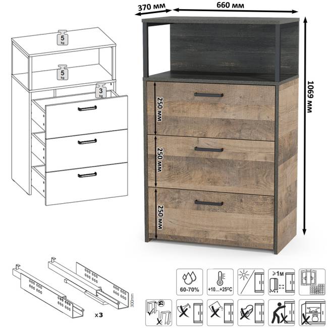 Индустриальная стенка для гостиной Трувор № 97 цвет дуб гранж песочный/интра