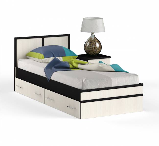 Кровать с ящиками 900 с тумбой Сакура цвет венге/дуб лоредо Кровать с ящиками 900 с тумбой Сакура цвет венге/дуб лоредо