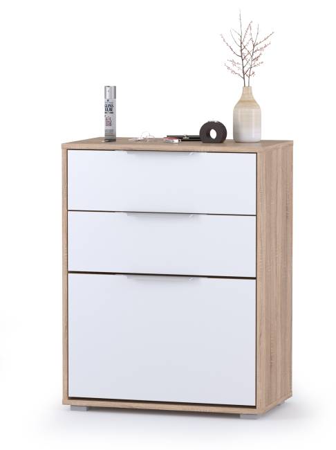 Обувница 13.113 + Вешалка 10.122 + обувница 13.114 + Зеркало Куба цвет дуб сонома/белый премиум