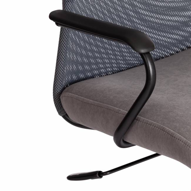 Кресло Практик/Practic (мп) флок/кож/зам , серый/металлик, 29/W-12/36 серый/металлик флок/кож/зам