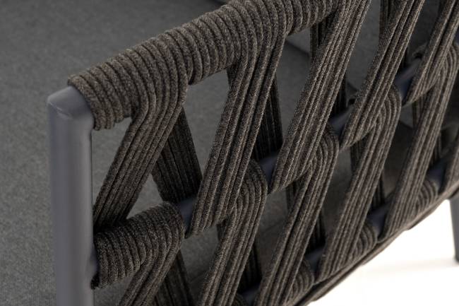 "Диего" лаунж-зона 4-местная плетеная из роупа (веревки), каркас алюминиевый темно-серый, роуп темно-серый "Диего" лаунж-зона 4-местная плетеная из роупа (веревки), каркас алюминиевый темно-серый, роуп темно-серый