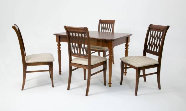 Обеденная группа Вивальди 120 со стульями Рич/ ромб бежевый, Орех Обеденная группа Вивальди 120 со стульями Рич/ ромб бежевый, Орех