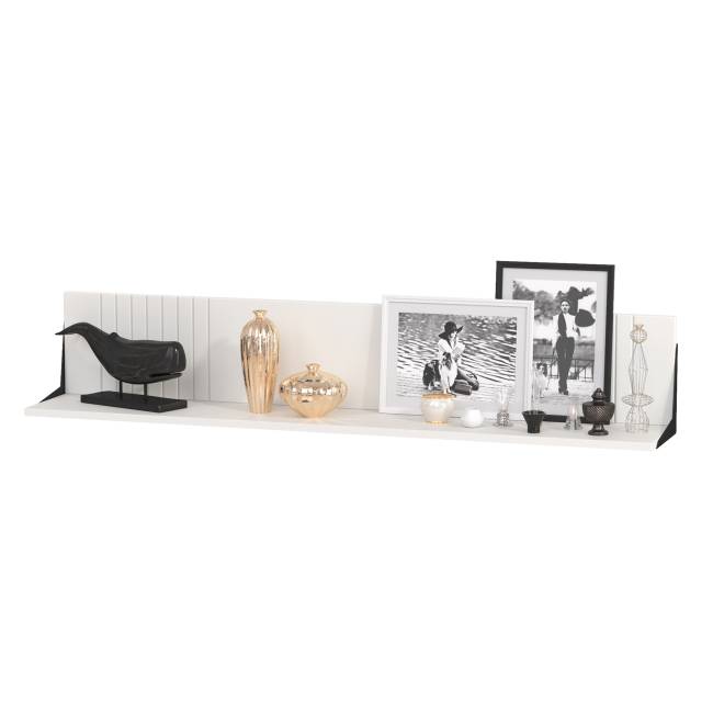 Две ТВ-тумбы и четыре навесных полки Валенсия цвет белый шагрень