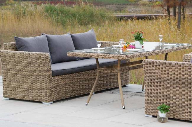 "Моккачино" обеденная группа из искусственного ротанга, цвет соломенный "Моккачино" обеденная группа из искусственного ротанга, цвет соломенный