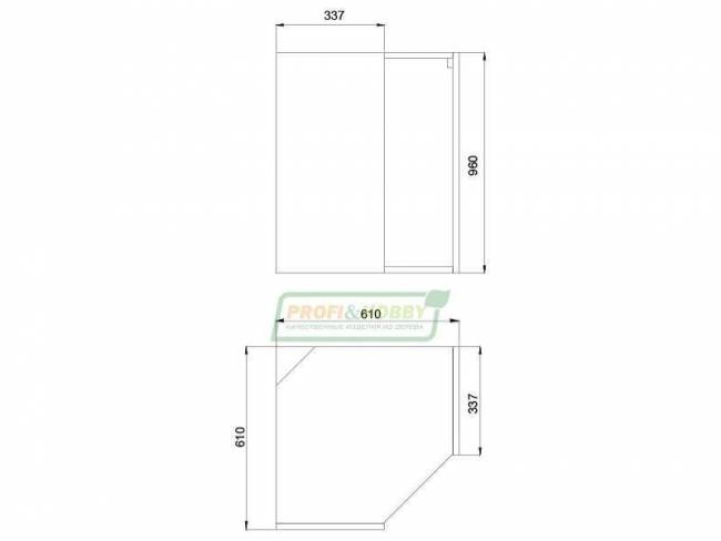 Шкаф угловой (корпус) 610х610х960
