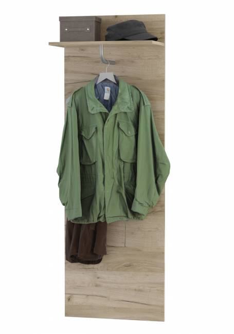 Тумба для обуви с вешалкой Лайн цвет дуб крафт серый/фасады МДФ белый глянец