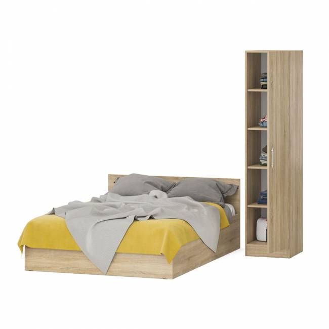 Кровать двуспальная 1400 с пеналом Стандарт цвет дуб сонома Кровать двуспальная 1400 с пеналом Стандарт цвет дуб сонома