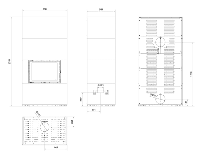 Каминокомплект Kratki PRO FLOKI CEMENTO GRIGIO BOCCIARDATA