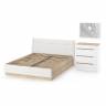 Кровать с подъёмным ортопедом 1600 и комод с зеркалом Муссон цвет белый/дуб эндгрейн элегантный/кожзам белый