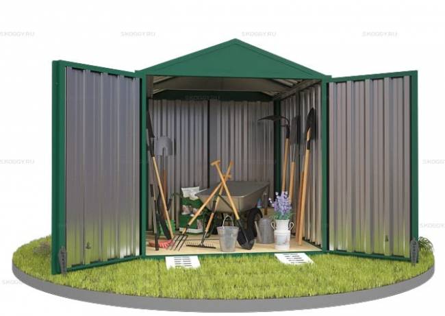Хозблок SKOGGY секционный с двускатной крышей 2 х 2 м, зелёный мох