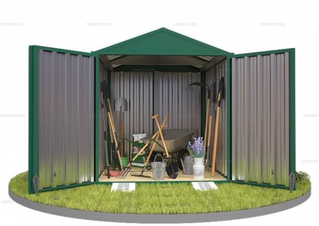 Хозблок SKOGGY секционный с двускатной крышей 2 х 2 м, зелёный мох