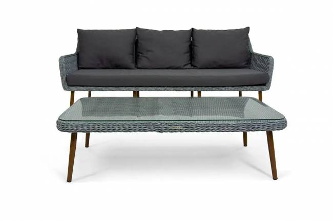 Софа 3х-местная Mokka Rimini с конусными ножками, серая