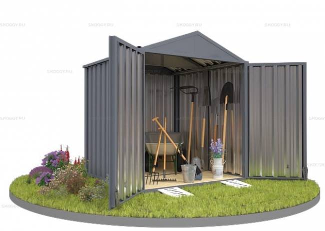 Хозблок SKOGGY секционный с двускатной крышей 2 х 2 м, брутальный серый
