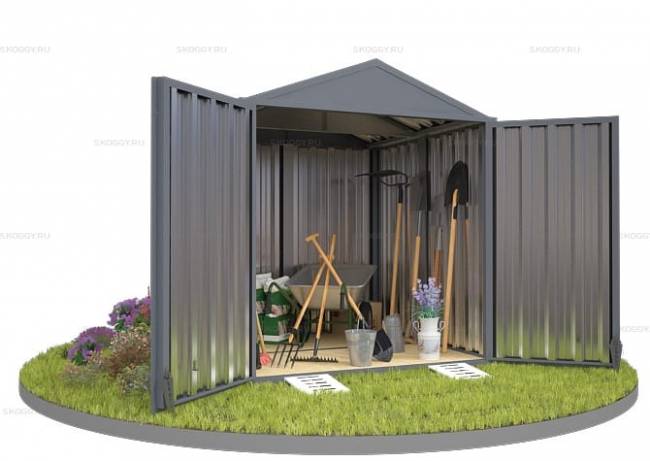 Хозблок SKOGGY секционный с двускатной крышей 2 х 2 м, брутальный серый