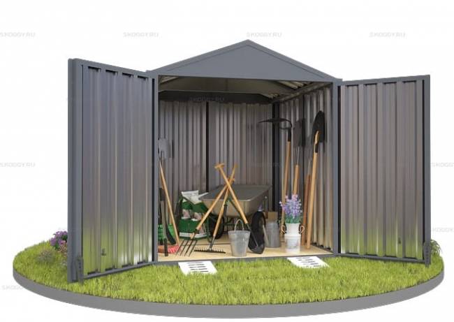 Хозблок SKOGGY секционный с двускатной крышей 2 х 2 м, брутальный серый
