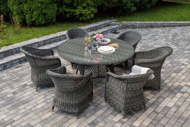 "Эспрессо - 150 R" обеденная группа плетеная, цвет графит "Эспрессо - 150 R" обеденная группа плетеная, цвет графит