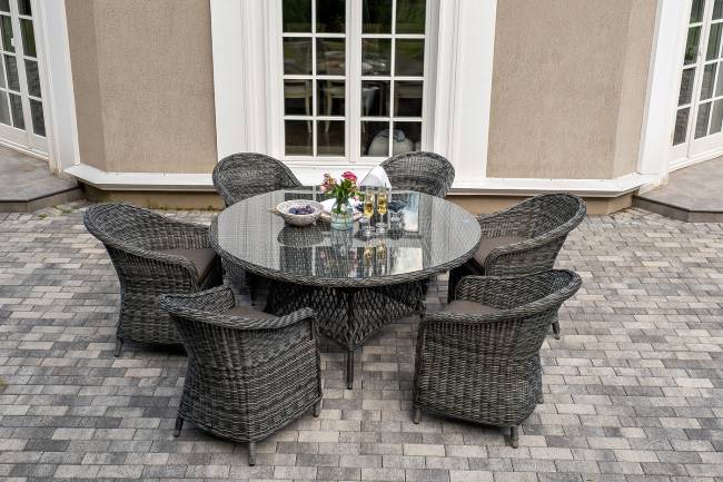 "Эспрессо - 150 R" обеденная группа плетеная, цвет графит "Эспрессо - 150 R" обеденная группа плетеная, цвет графит