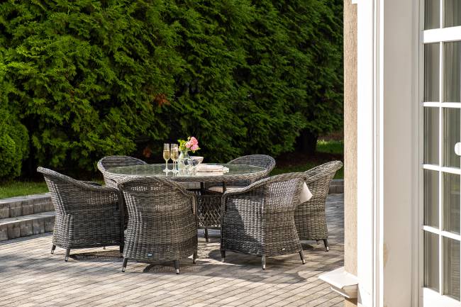 "Эспрессо - 150 R" обеденная группа плетеная, цвет графит "Эспрессо - 150 R" обеденная группа плетеная, цвет графит