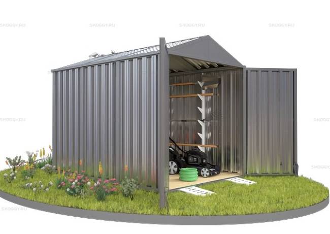 Хозблок SKOGGY секционный с двускатной крышей 3 х 2 м, цинковый Хозблок SKOGGY секционный с двускатной крышей 3 х 2 м, цинковый