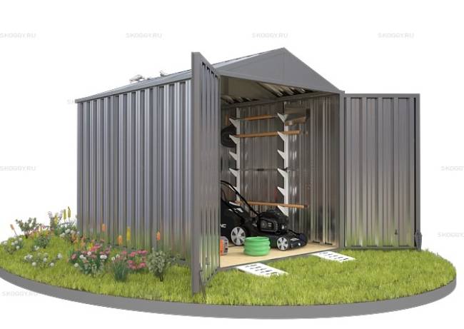 Хозблок SKOGGY секционный с двускатной крышей 3 х 2 м, цинковый Хозблок SKOGGY секционный с двускатной крышей 3 х 2 м, цинковый