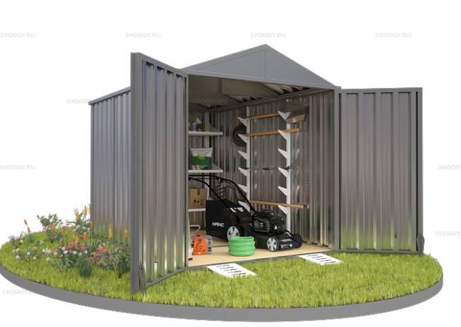 Хозблок SKOGGY секционный с двускатной крышей 3 х 2 м, цинковый Хозблок SKOGGY секционный с двускатной крышей 3 х 2 м, цинковый