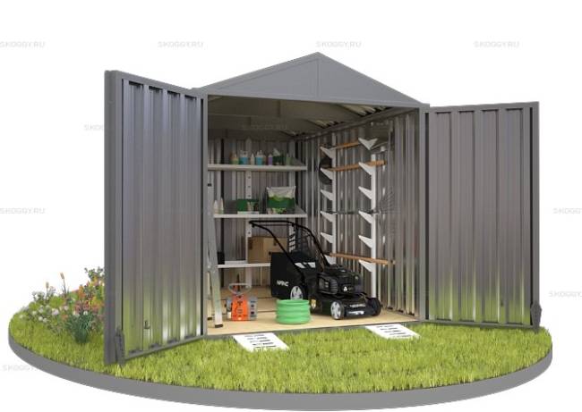 Хозблок SKOGGY секционный с двускатной крышей 3 х 2 м, цинковый Хозблок SKOGGY секционный с двускатной крышей 3 х 2 м, цинковый