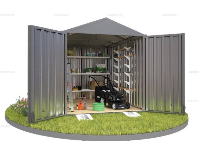 Хозблок SKOGGY секционный с двускатной крышей 3 х 2 м, цинковый Хозблок SKOGGY секционный с двускатной крышей 3 х 2 м, цинковый