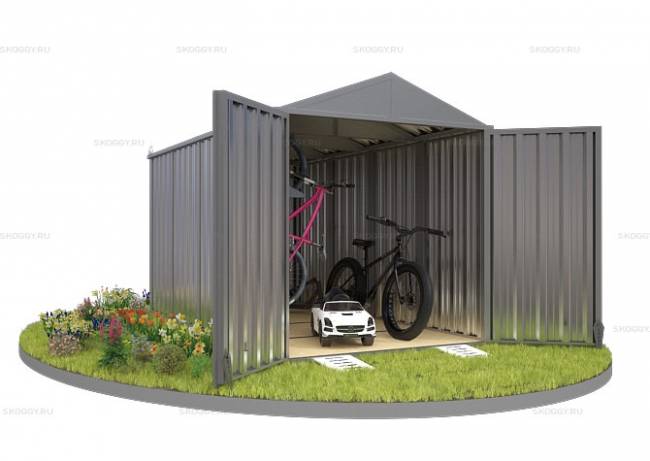 Хозблок SKOGGY секционный с двускатной крышей 4 х 2 м, цинковый Хозблок SKOGGY секционный с двускатной крышей 4 х 2 м, цинковый