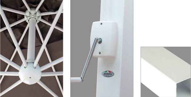 Зонт профессиональный 3х3 м Pompei Braccio белый, серо-коричневый 3000х3000 мм Зонт профессиональный 3х3 м Pompei Braccio белый, серо-коричневый 3000х3000 мм