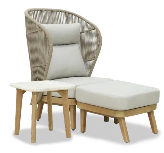 Лаунж-кресло плетеное с высокой спинкой Mali натуральный 791х775х1170 мм