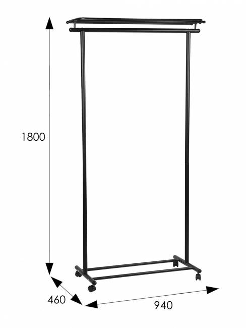 Вешалка напольная на колесах М 9 чёрный