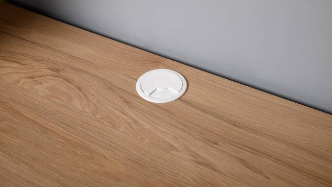 Компьютерный стол с системой хранения Комфорт 12.71 цвет гикори рокфорд натуральный/сатин