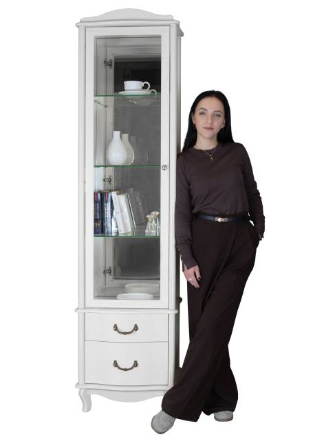 Шкаф-витрина Джульетта, молочный дуб Л Шкаф-витрина Джульетта, молочный дуб Л