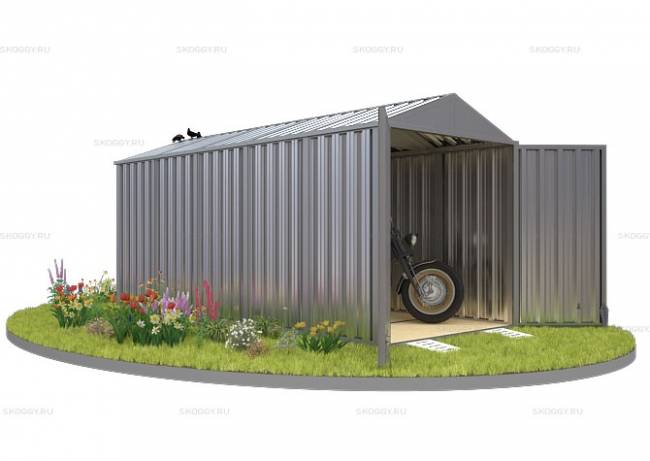 Хозблок SKOGGY секционный с двускатной крышей 5 х 2 м, цинковый Хозблок SKOGGY секционный с двускатной крышей 5 х 2 м, цинковый