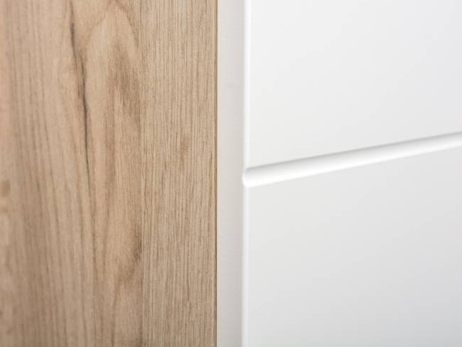 Прихожая Лайн № 5 цвет дуб крафт серый/фасады МДФ белый глянец