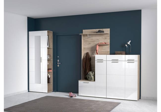 Лайн 10.141 дуб серый craft K 002 PW / белый глянец пвх